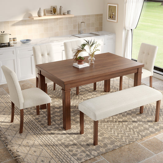 6-Piece Modern Dining Set - Walnut - detail view 2