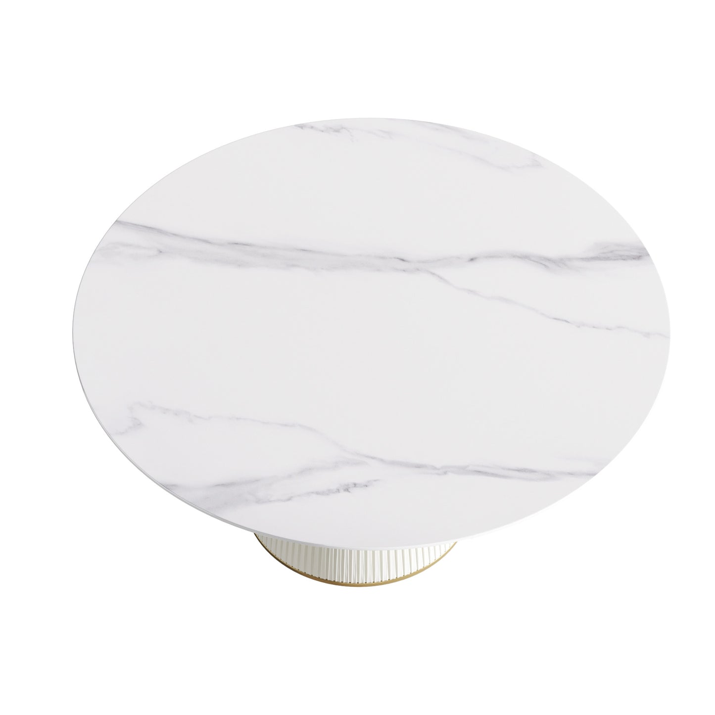 Caspian 59" Round Modern White Faux Marble Dining Table
