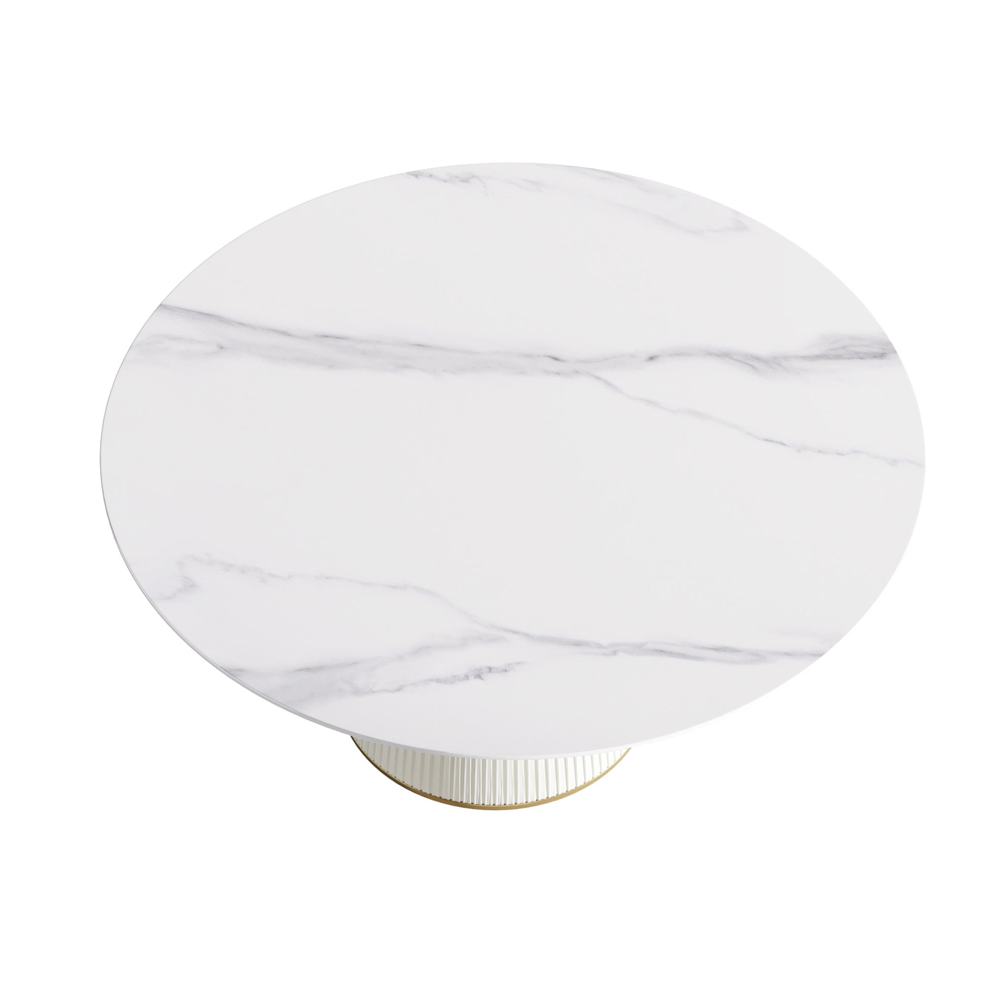 Caspian 59" Round Modern White Faux Marble Dining Table