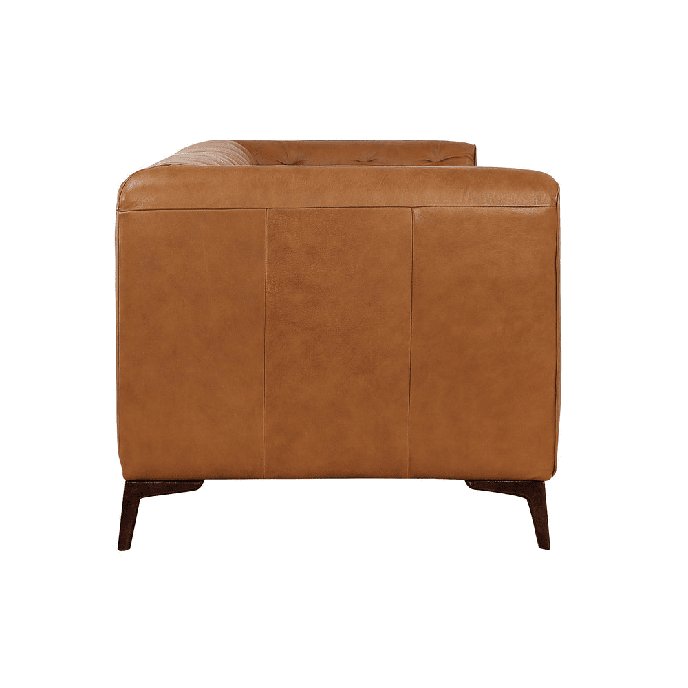 Fargo Top Grain Leather Tufted Sofa, Tan