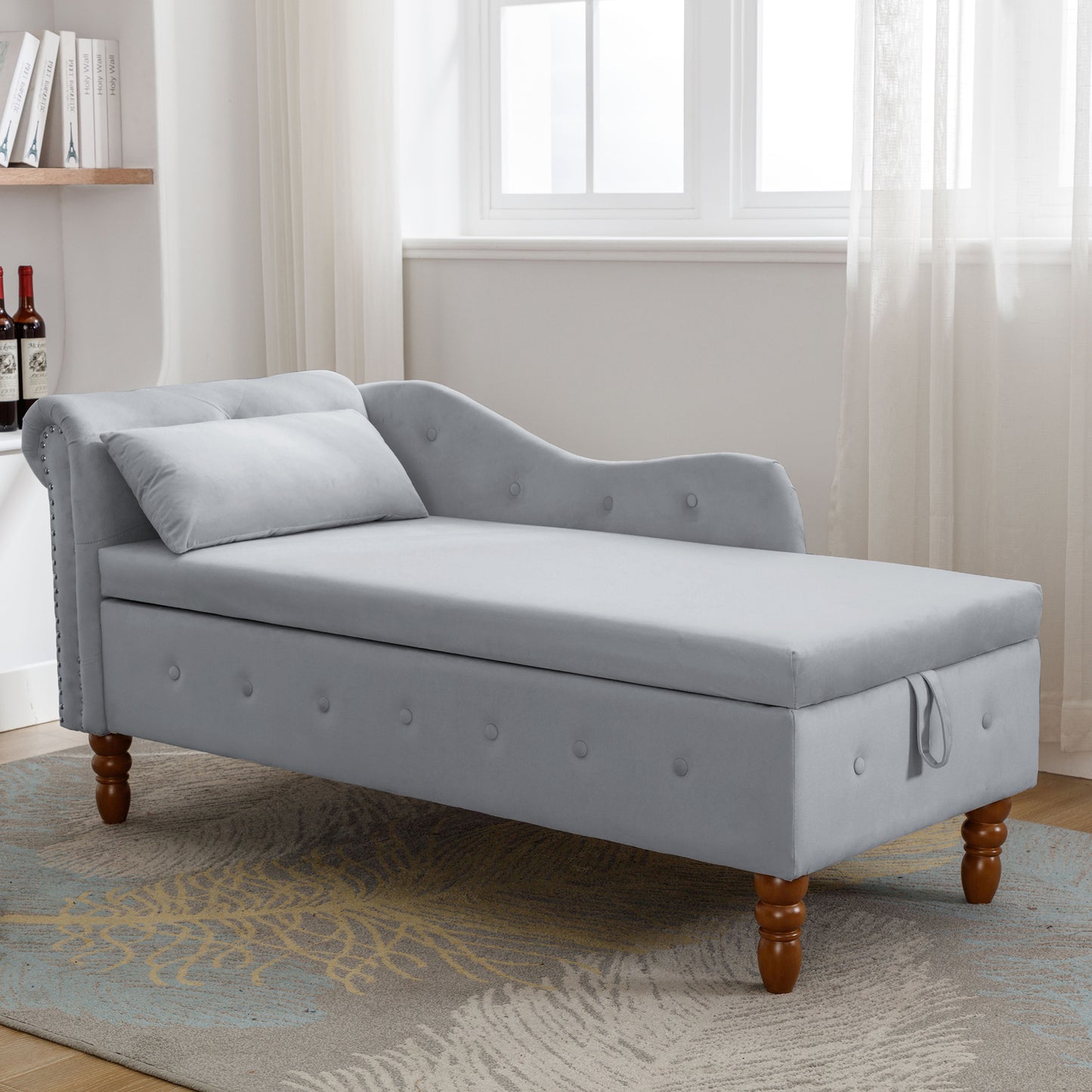 Grey Chaise Lounge Indoor - detail view 7