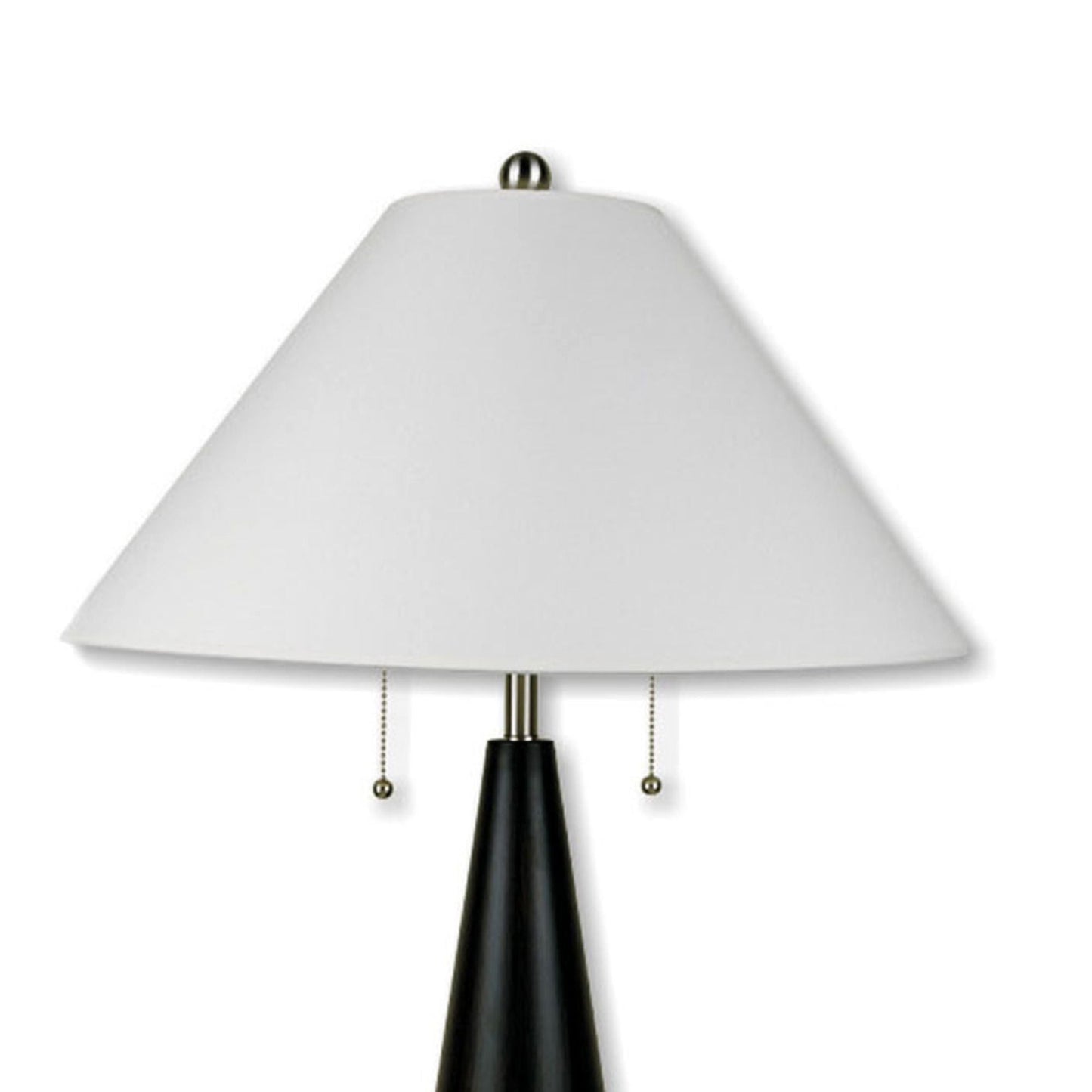 28' Tall Metal Table Lamp with Black finish, White Linen Shade