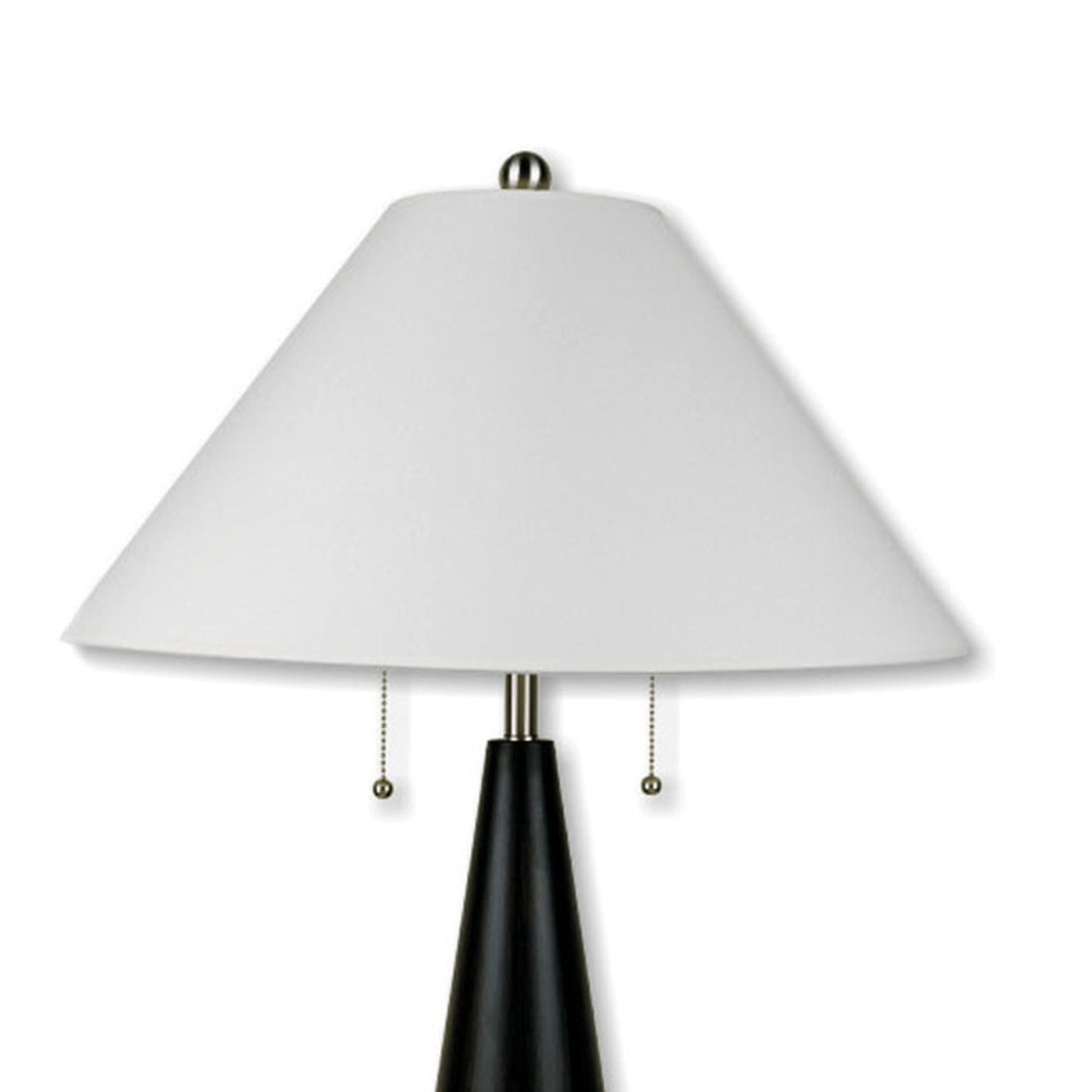 28' Tall Metal Table Lamp with Black finish, White Linen Shade