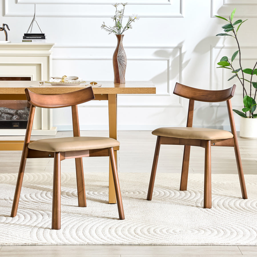 Walnut Wood Dining Chairs with Gold Legs (set of 2) - primary color shot