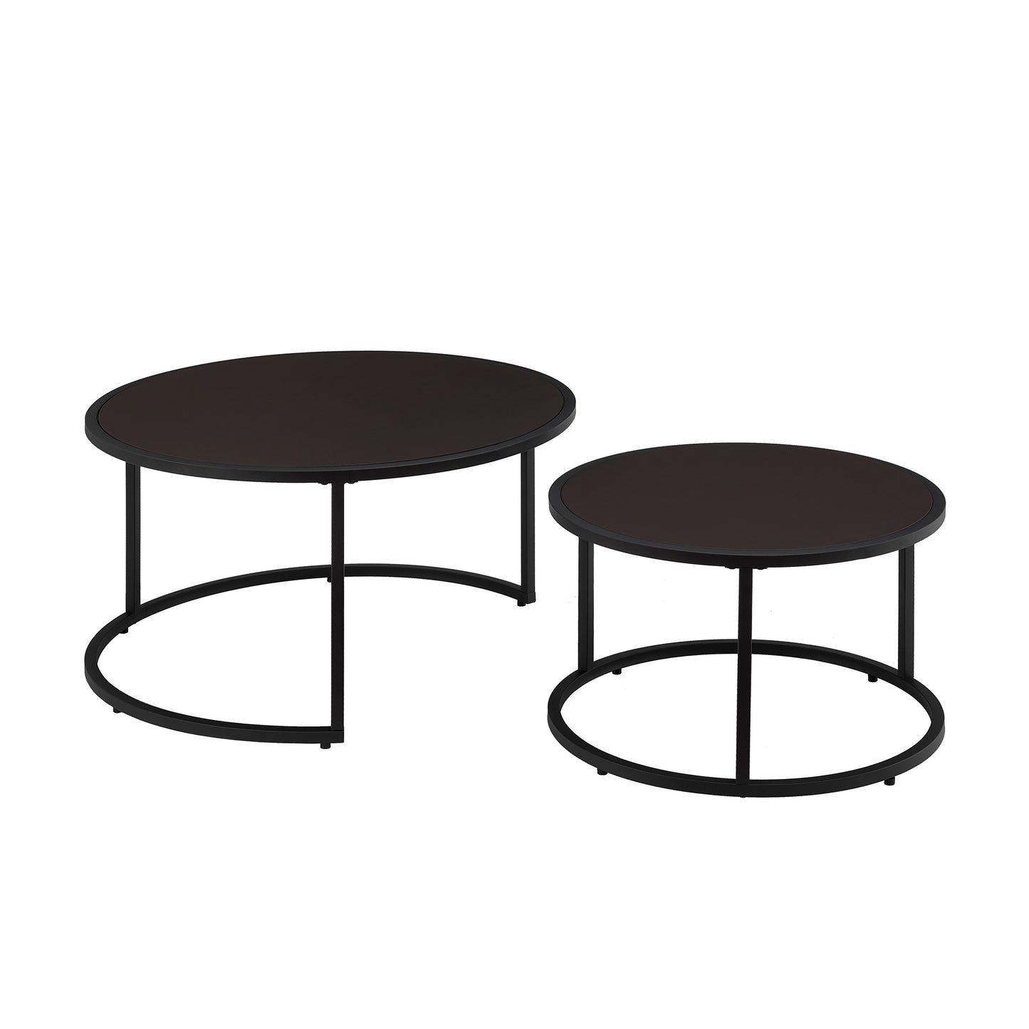 Brown Fabric+metal Nesting Tables with Black Legs - detail view 4