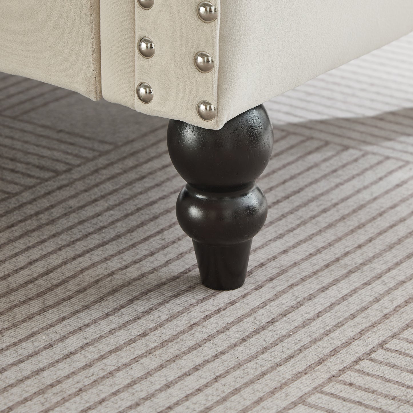 64" Modern Velvet Chaise Lounge - Beige - detail view 7