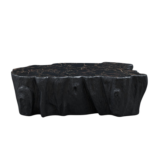 49" Unique Shape Coffee Table Sturdy Fiberglass Tea Table - Black - primary color shot
