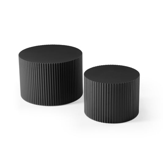 BLACK Round Nesting Table Set of 2 - primary color shot