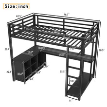 Metal Loft Bed with Wardrobe and L-Shaped Desk - Black - detail view 4