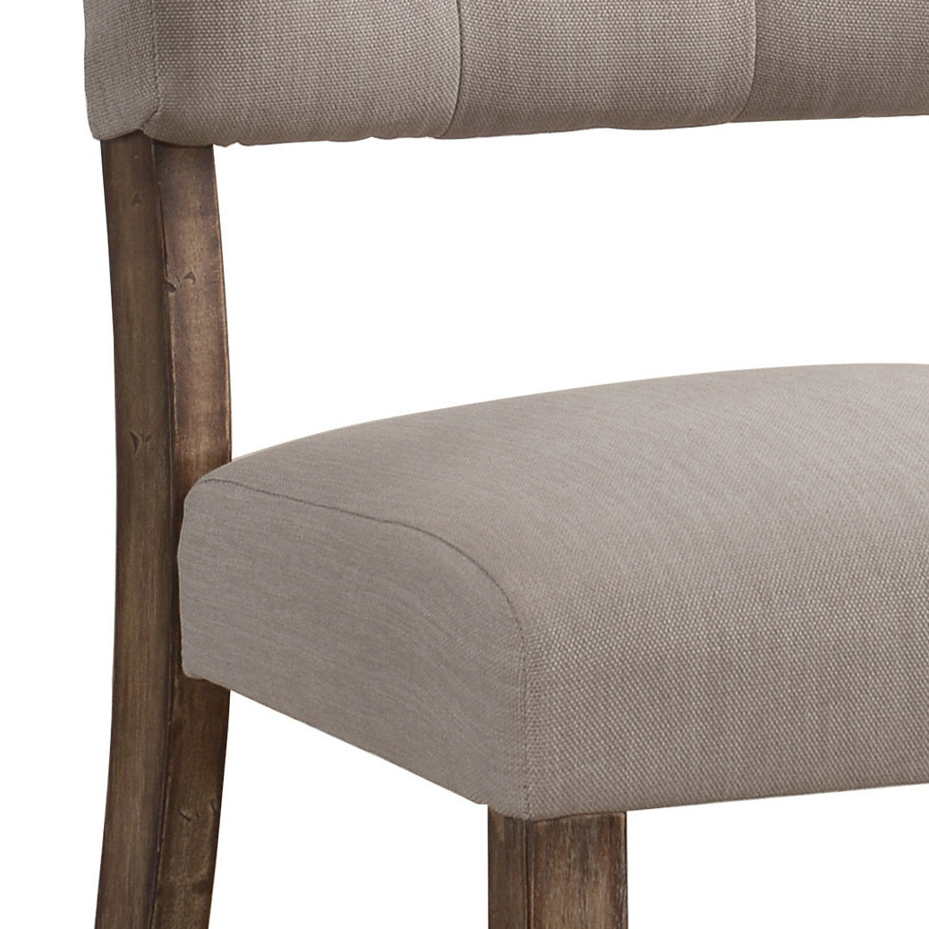 Beige and Weathered Oak Tufted Back Side Chairs Set of 2