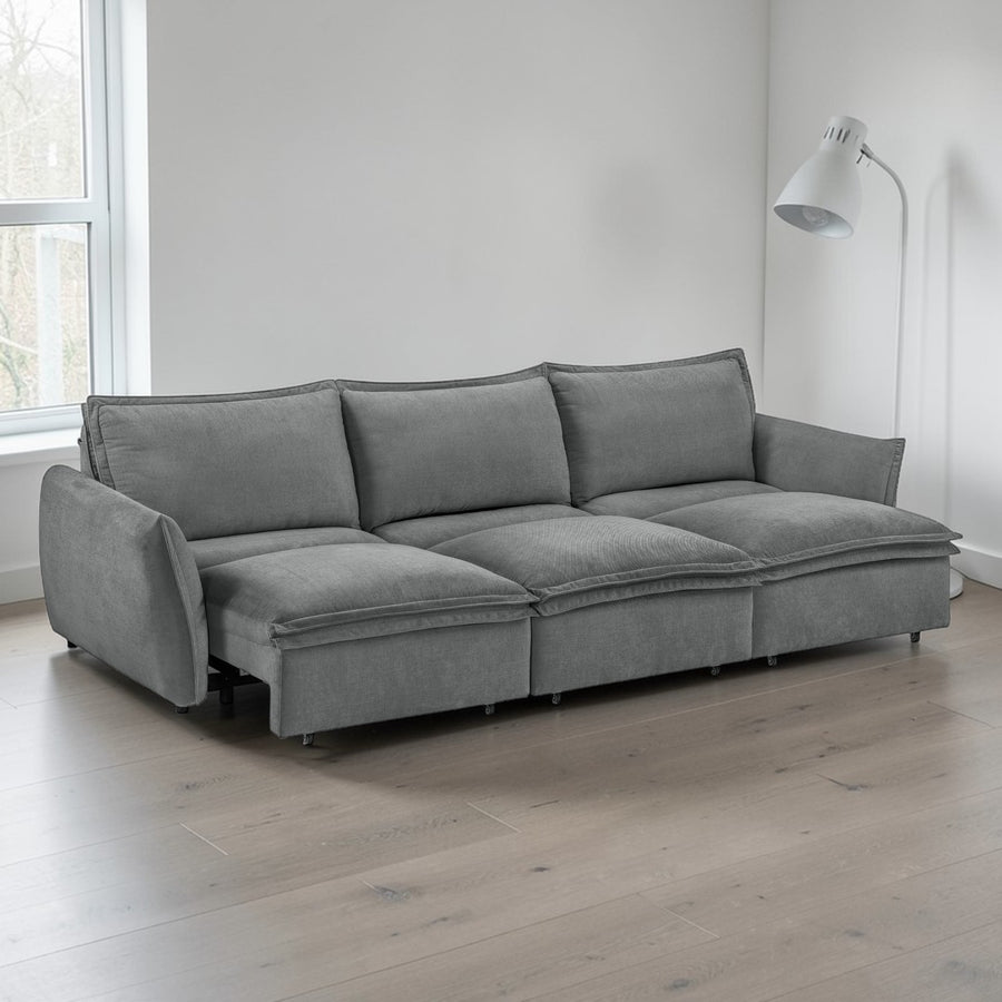 Eaden Gray Chenille Power Sofa w/Sleeper - detail view 2