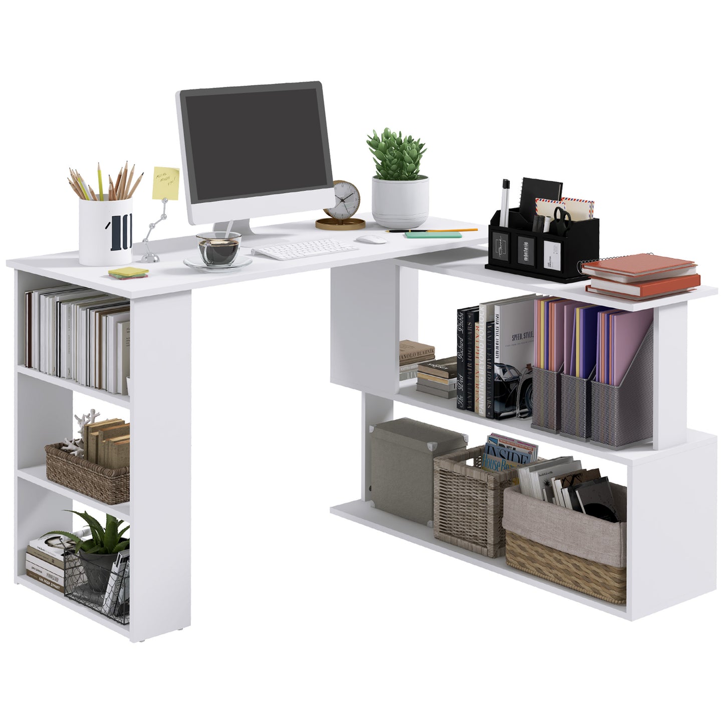 Novis Modern L-Shape Computer Desk, White