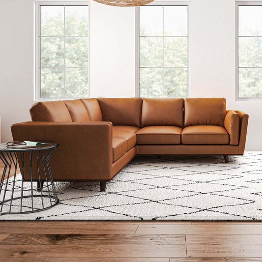 Erman Tan Leather Corner Sofa - primary color shot