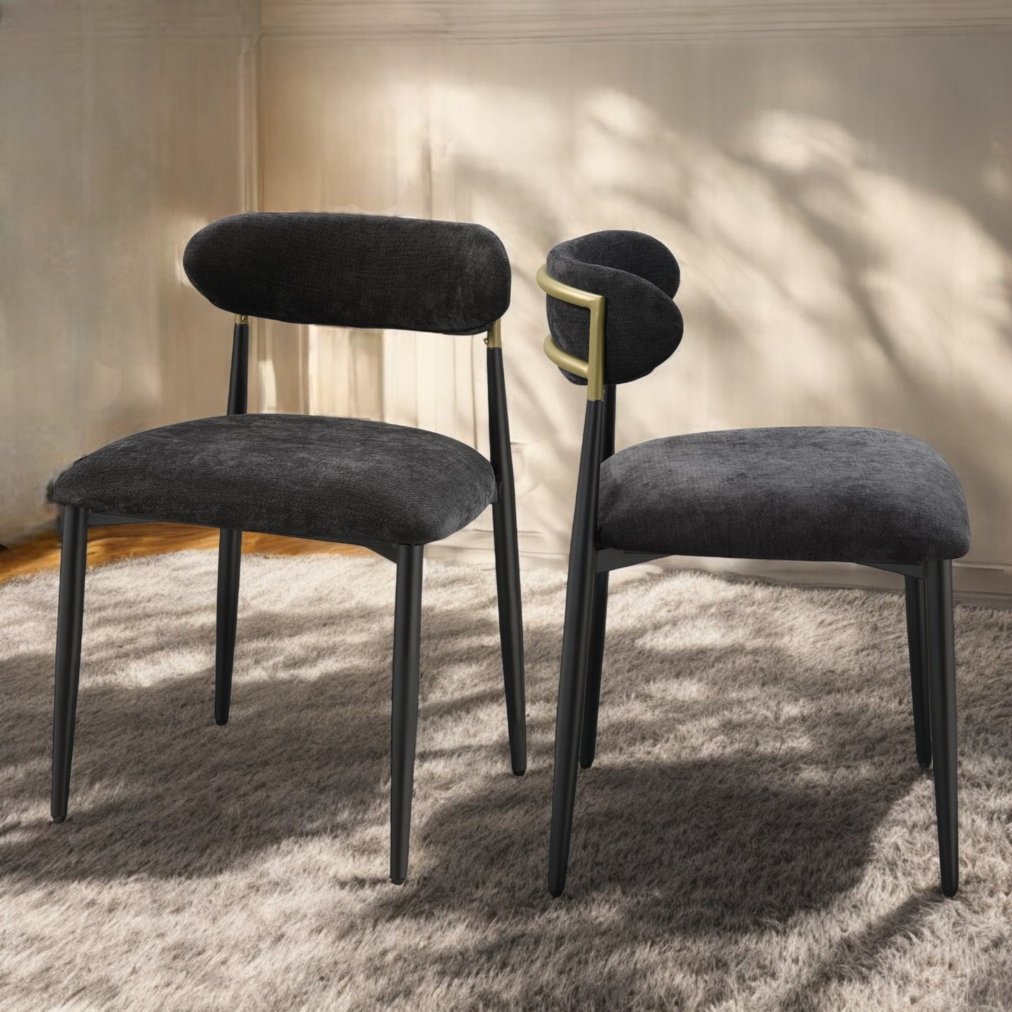 Jaramillo Black Fabric & Black Finish Side Chair (Set of 2)