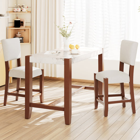 3-Piece Counter Height Dining Table Set for 2 - Beige,brown - primary color shot