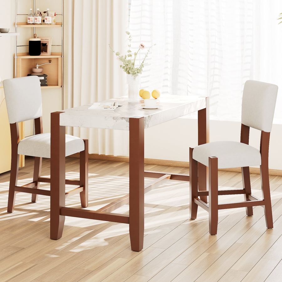 3-Piece Counter Height Dining Table Set for 2 - Beige,brown - primary color shot