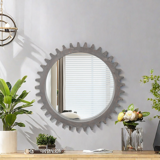 Vintage Gear Mirror - Retro Decor for Any Room