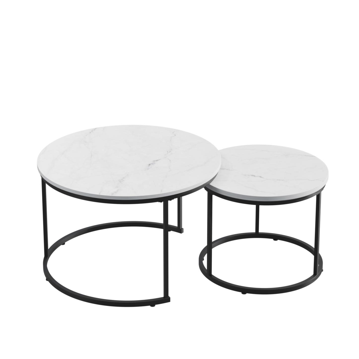 White Wood+metal Steel Frame Nesting Tables with Wood Legs - primary color shot