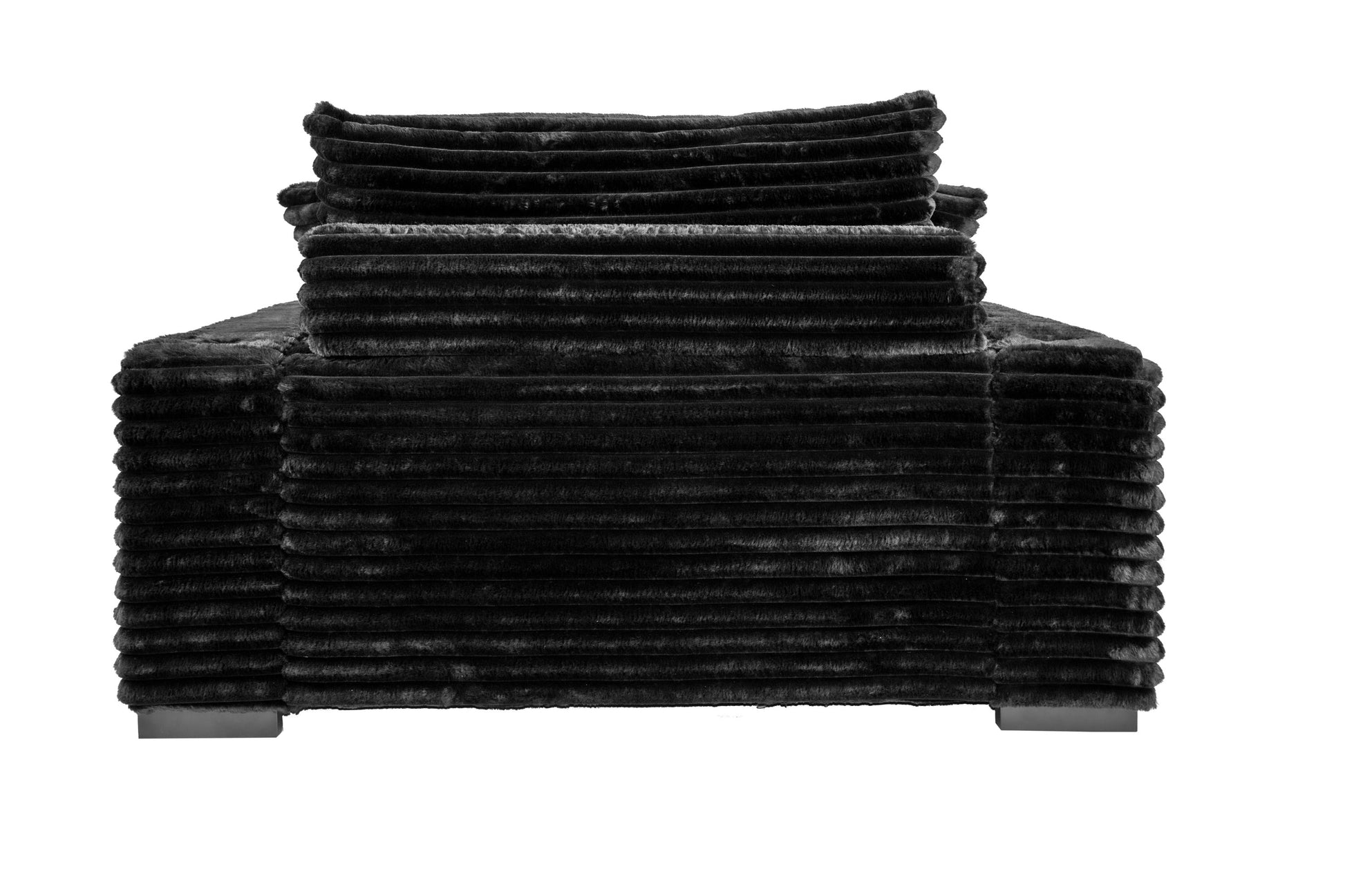 Modern Chaise Lounge W 2/ Cup Holders USB Ports Black Corduroy Wooden Legs Pillows Plush Couch Sofa Chaise - detail view 5