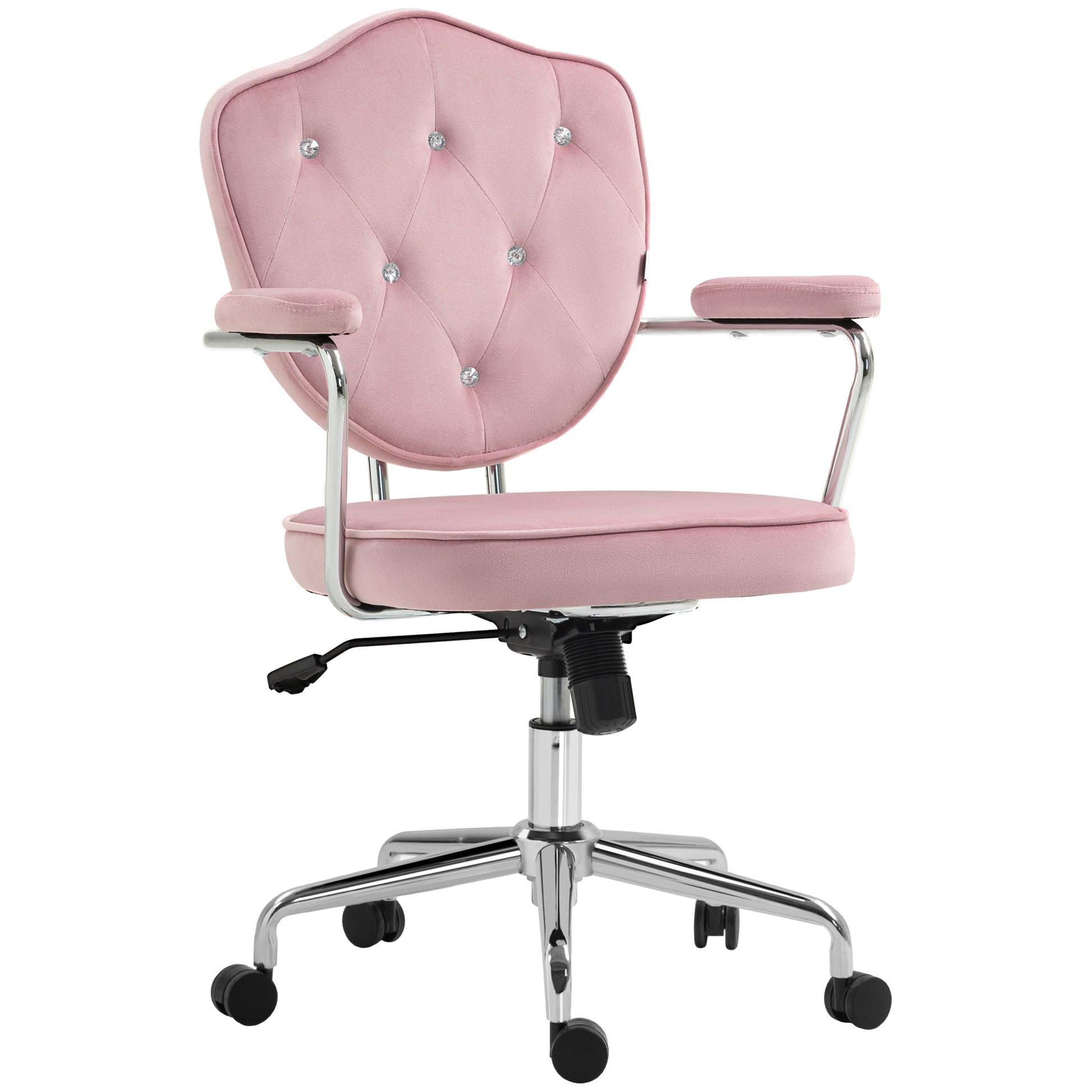 Vale Velvet Button Tufted Office Chair, Pink