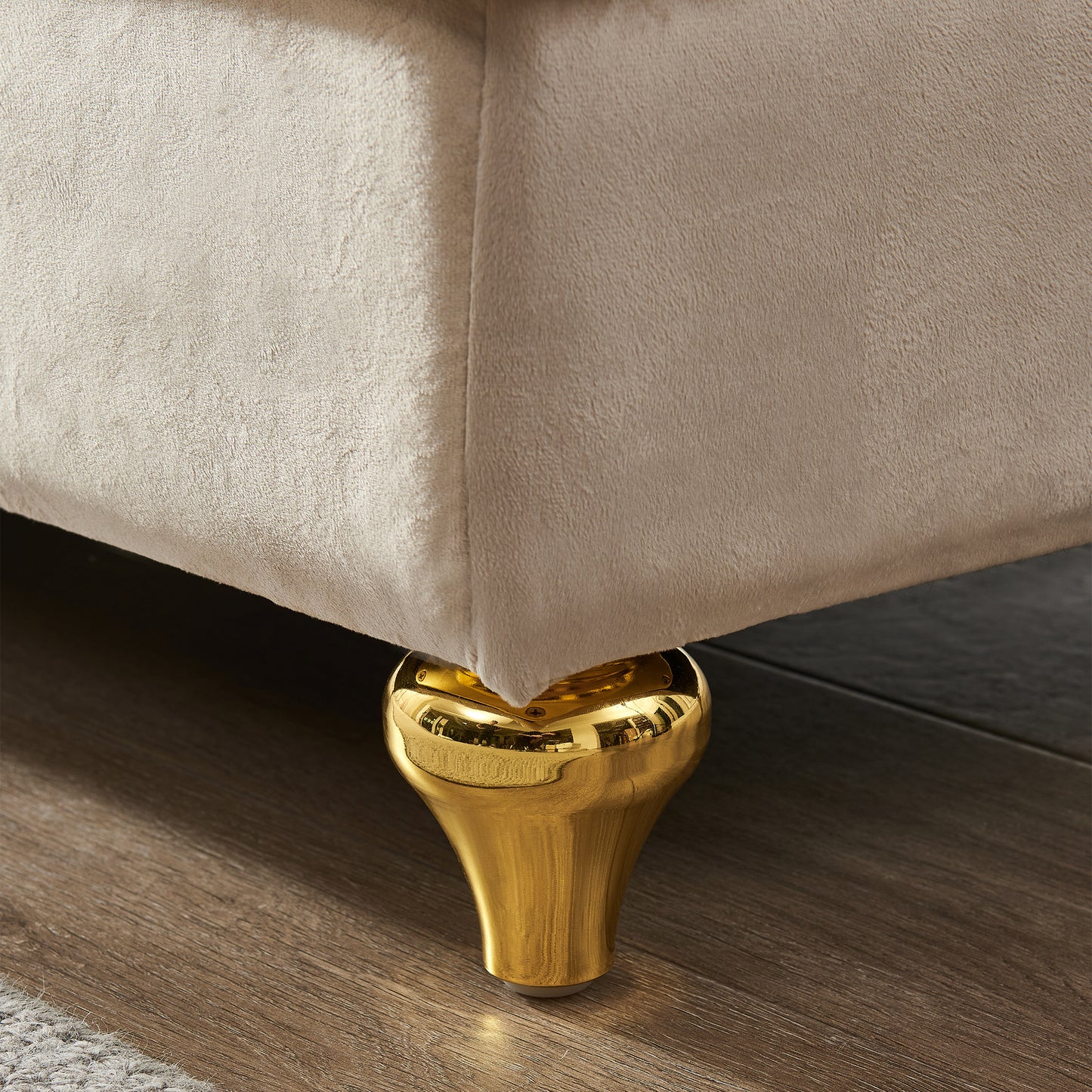 Modern Upholstery Chaise Lounge Chair with Storage Velvet (beige) - detail view 7