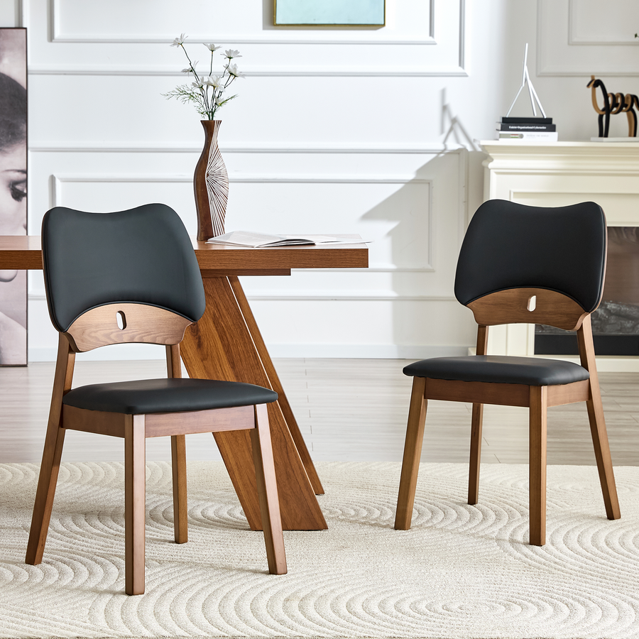 Black Wood Dining Chairs with Black Legs (set of 2) - primary color shot