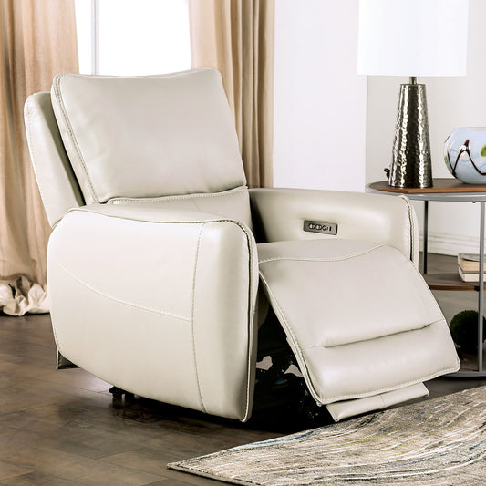 Phineas Leather Power Reclining Chair - Beige