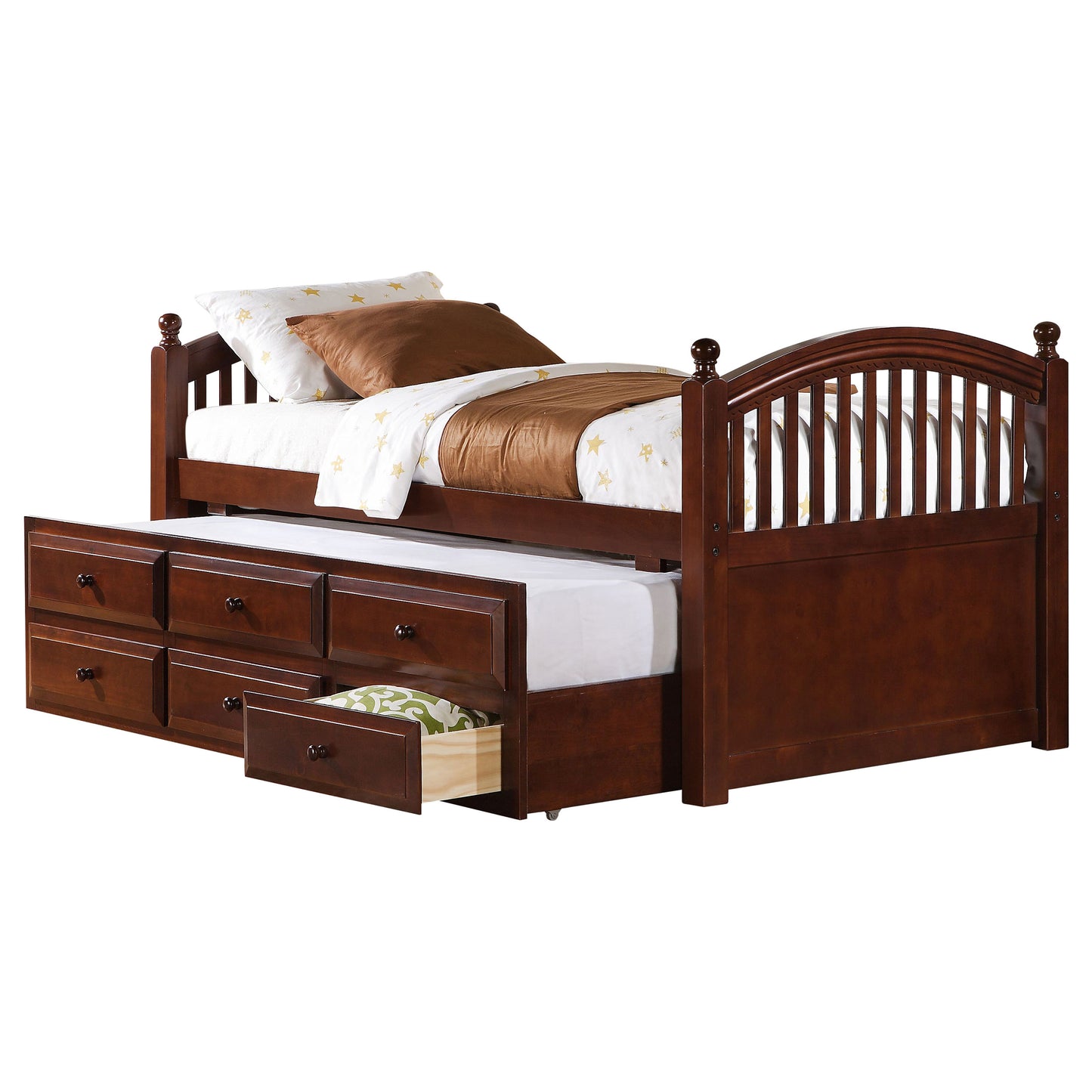 Norwood 3-Drawer Twin Captain's Bed with Trundle – Chestnut