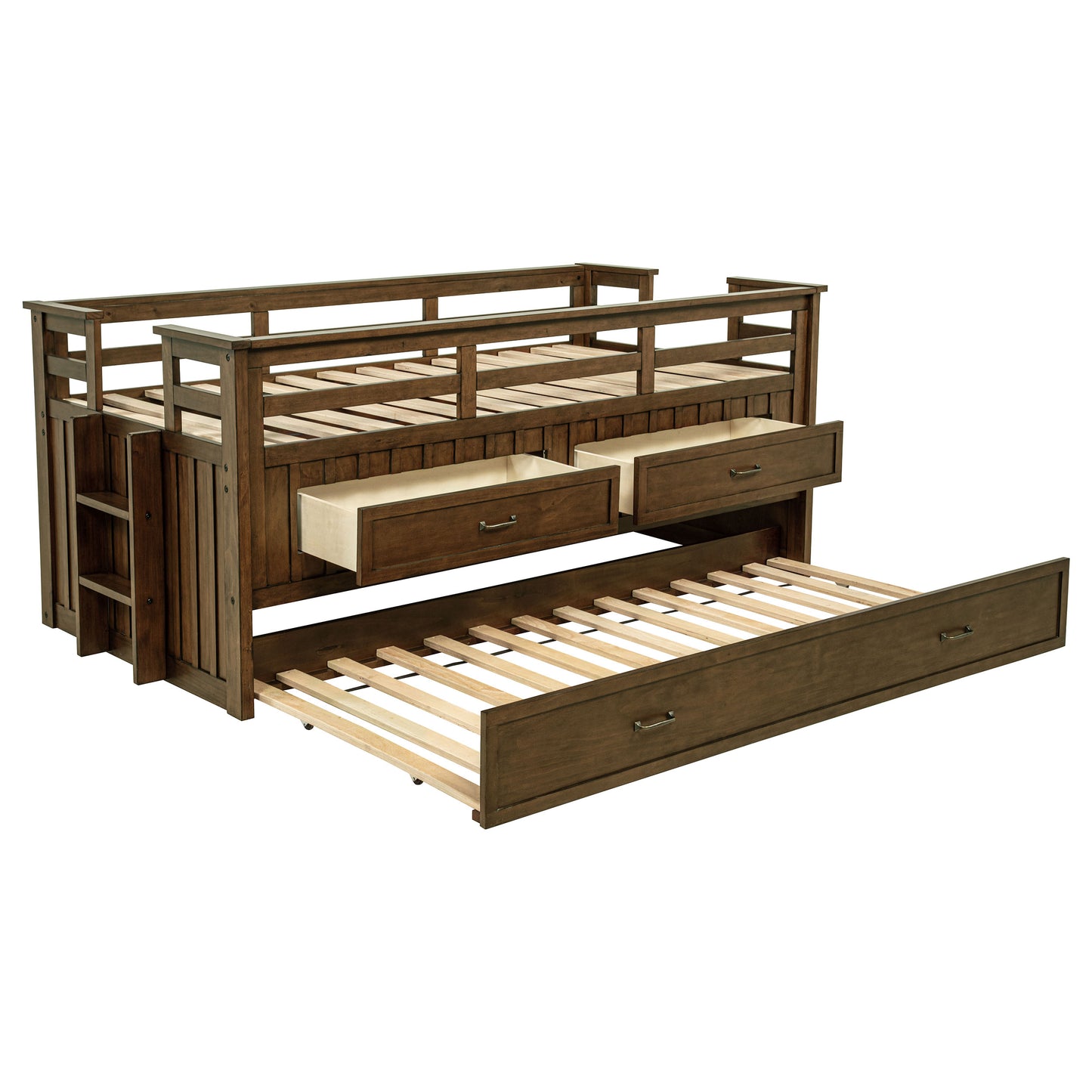 Carlsbad Wood Twin Captain's Bed with Trundle – Medium Brown