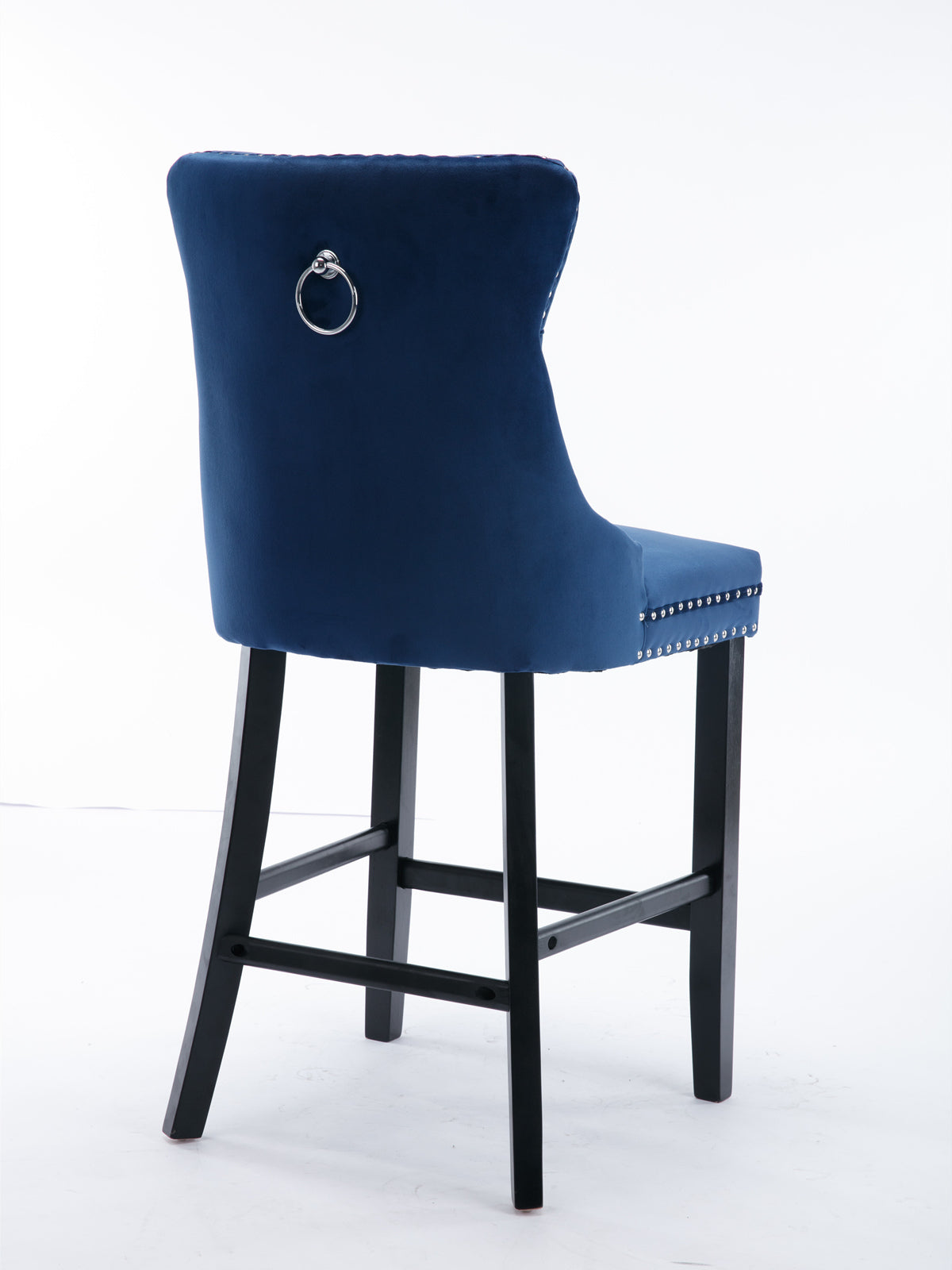 Nella 26" Velvet Counter Height Bar Stools with Black Legs Set of 2 Blue
