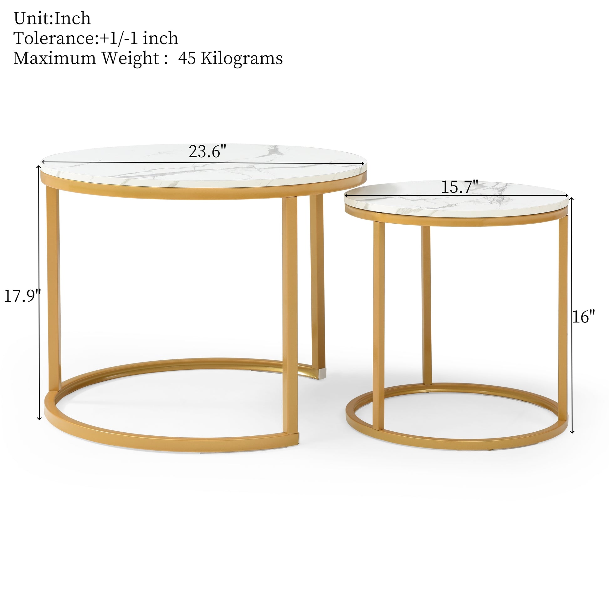 White & Gray Nesting Tables with Gold Legs - detail view 6