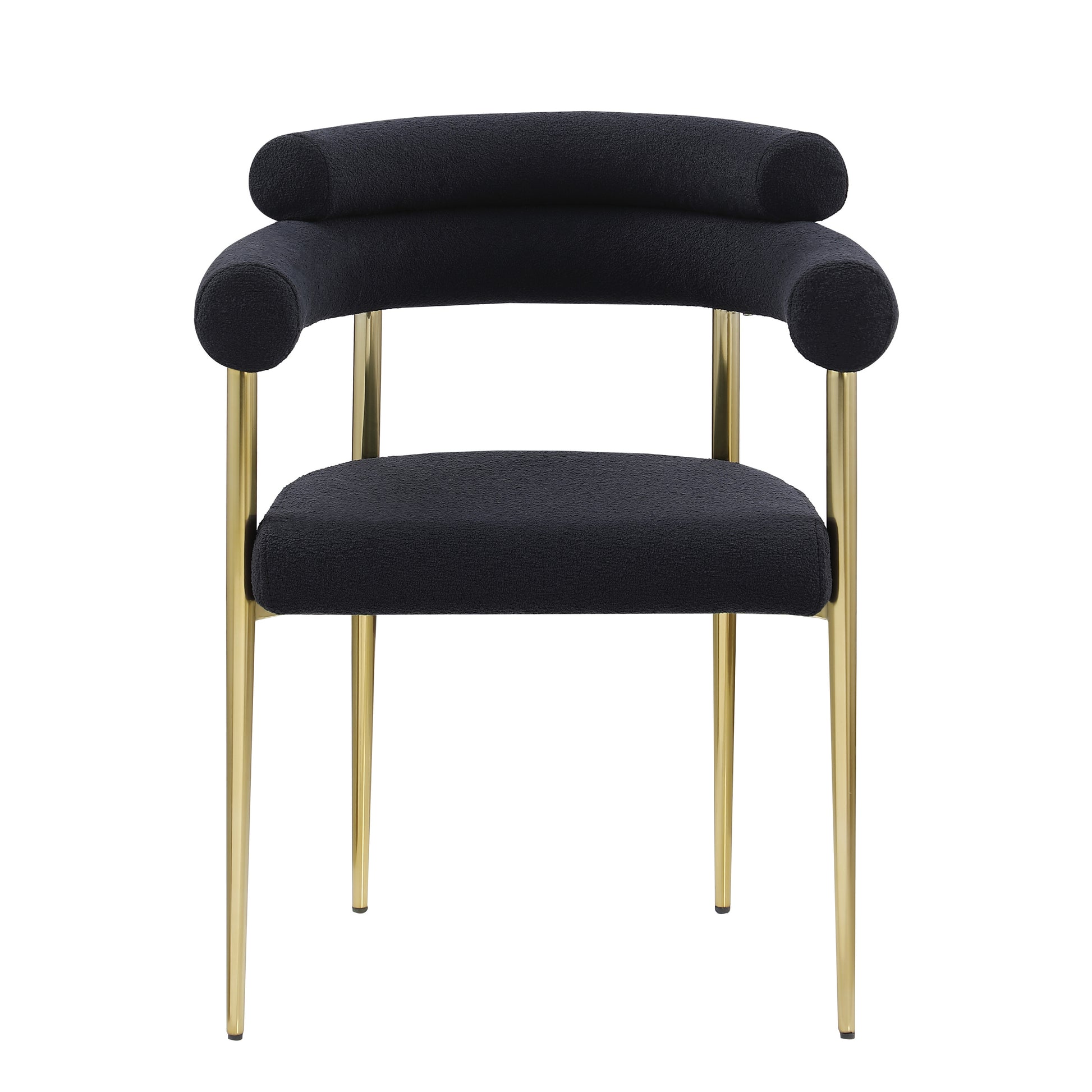 Sabine Mid-Century Modern Boucle Side Chairs Set of2 Black & Gold