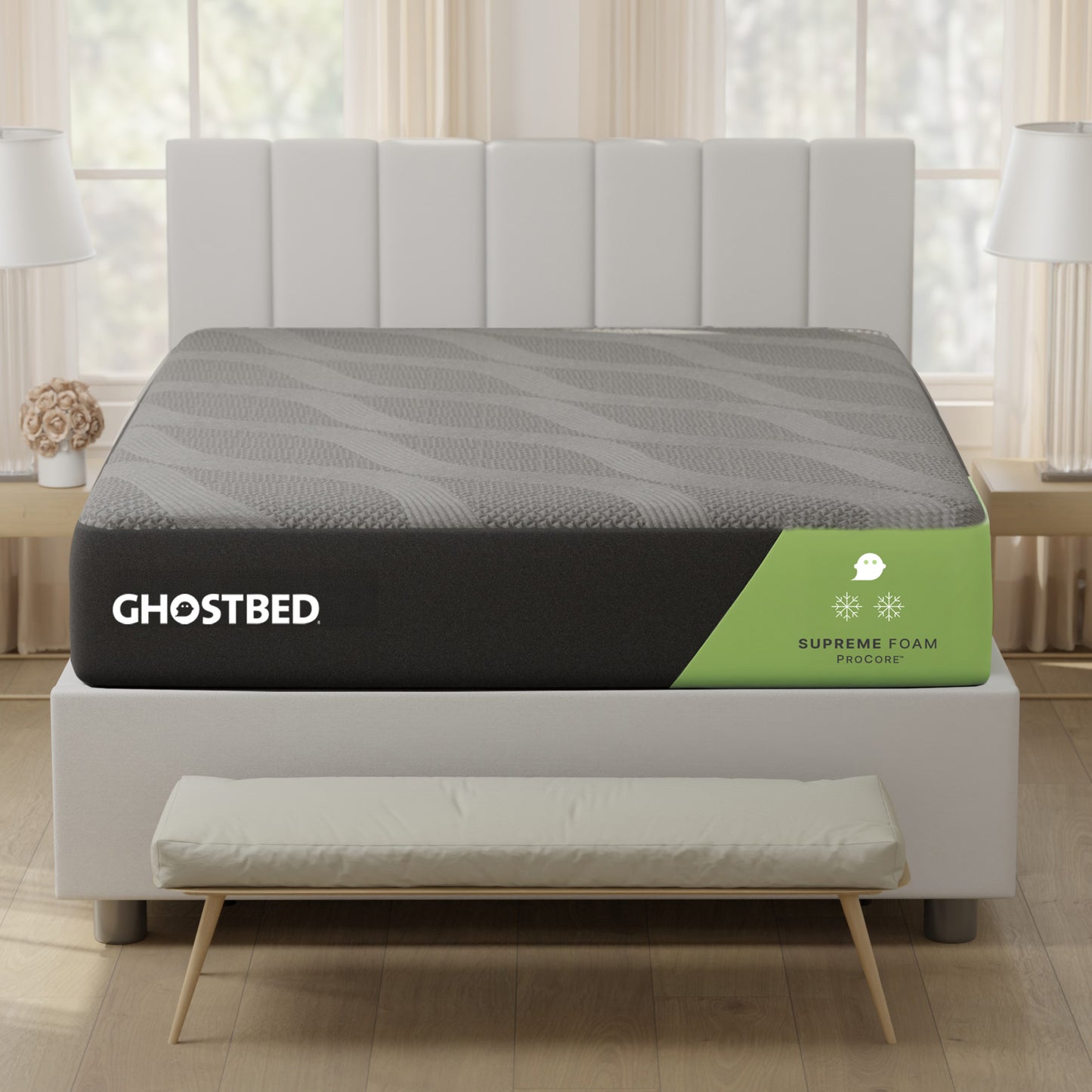 Ghostbed Supreme 12' Full Foam Mattress in Grey with Procore Technology and Cooling Cover - detail view 2