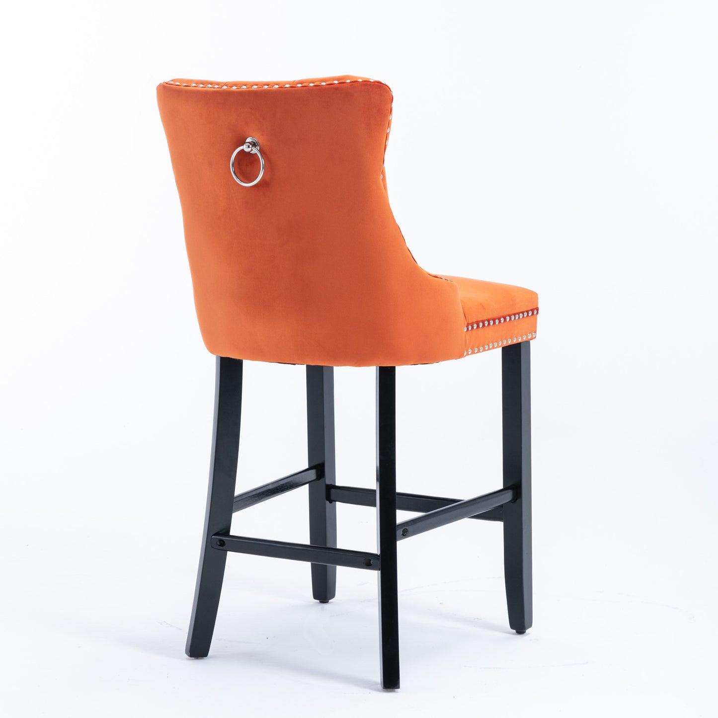 Nella 26" Velvet Counter Height Bar Stools with Black Legs Set of 2 Orange
