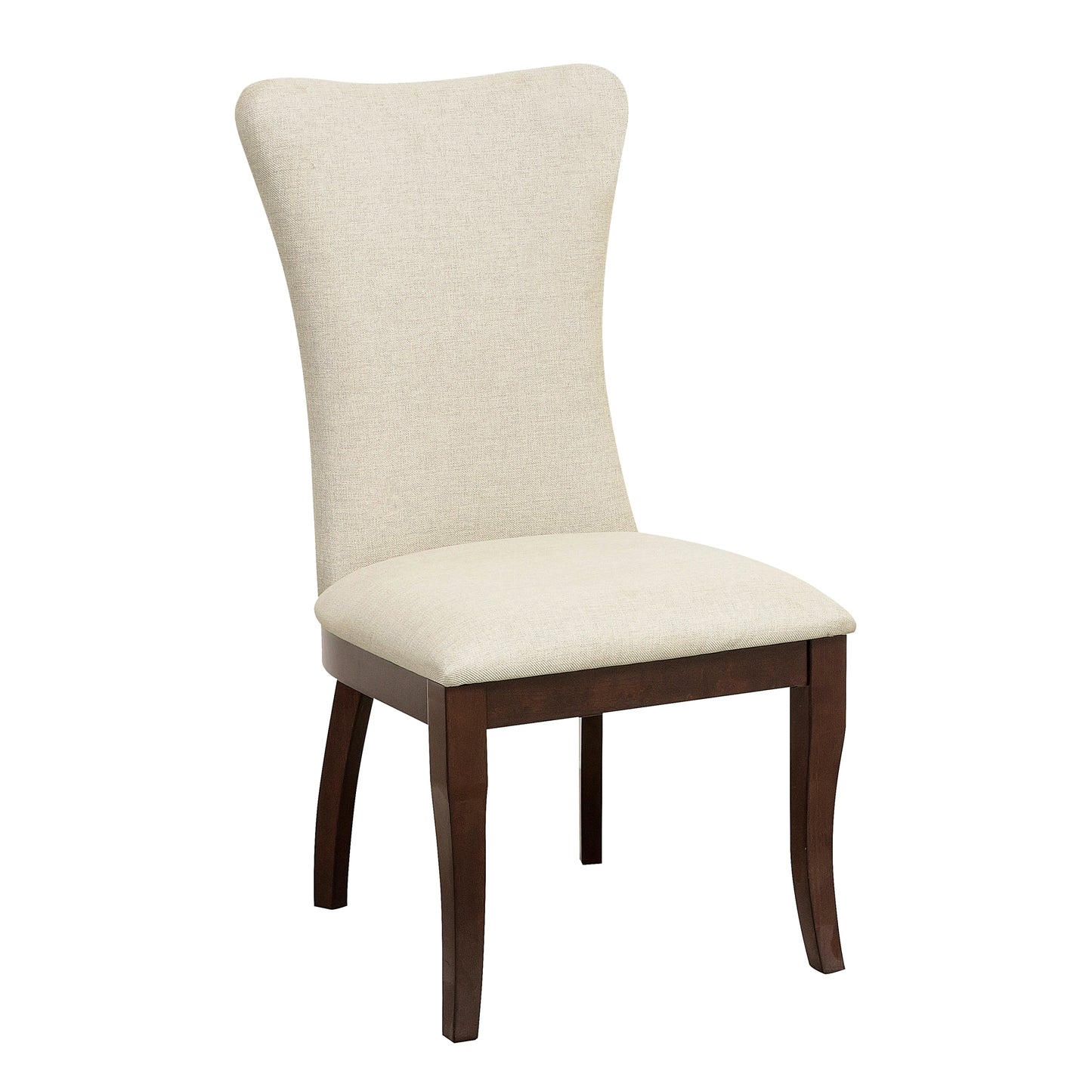 Clara Traditional Linen Side Chairs with Nailhead Trim & Dark Cherry Frame Set of 2