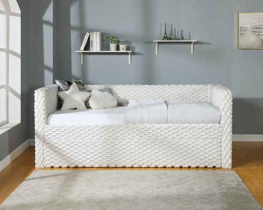 Jovie Modern White Channel Tufted Twin Daybed