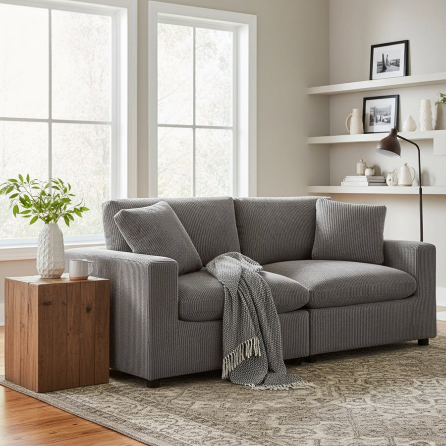 Chelsea Modular 2-Piece Sofa in Charcoal - Plush Polyester Upholstery - detail view 4