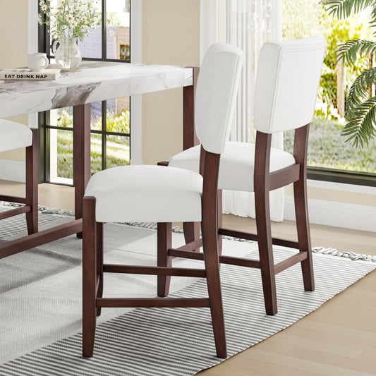 Mid Century Modern Bar Stools Set of 2 - Beige+brown - detail view 2