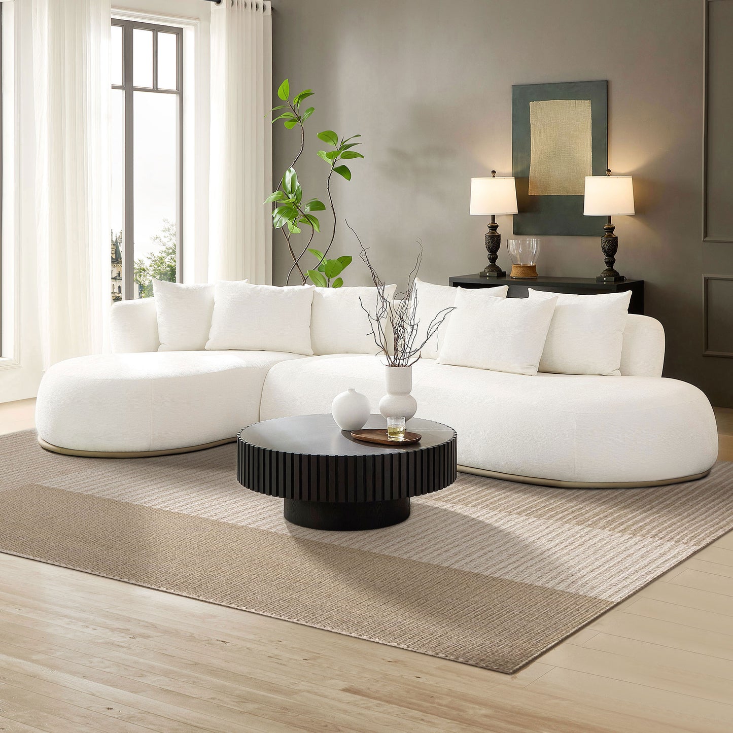 Valen 134" Modern Oversize Upholstered Sectional, Beige