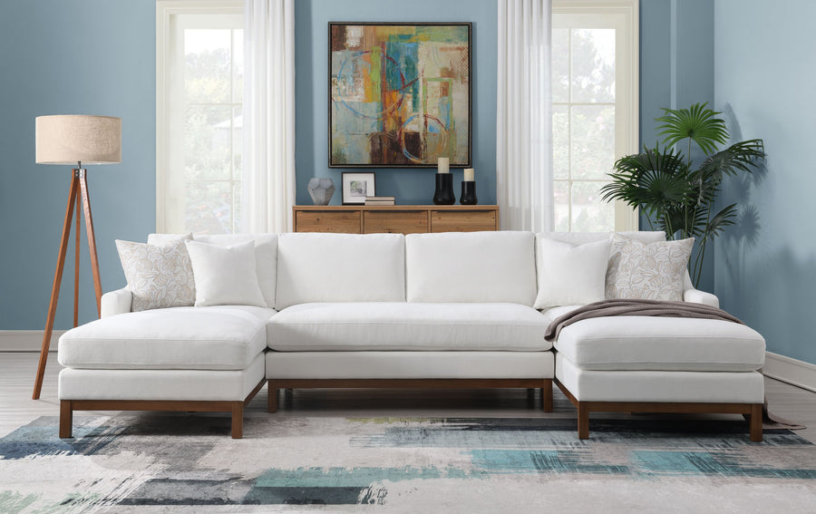 Valiant Ivory Chenille Sectional Sofa W/4 Pillows - primary color shot