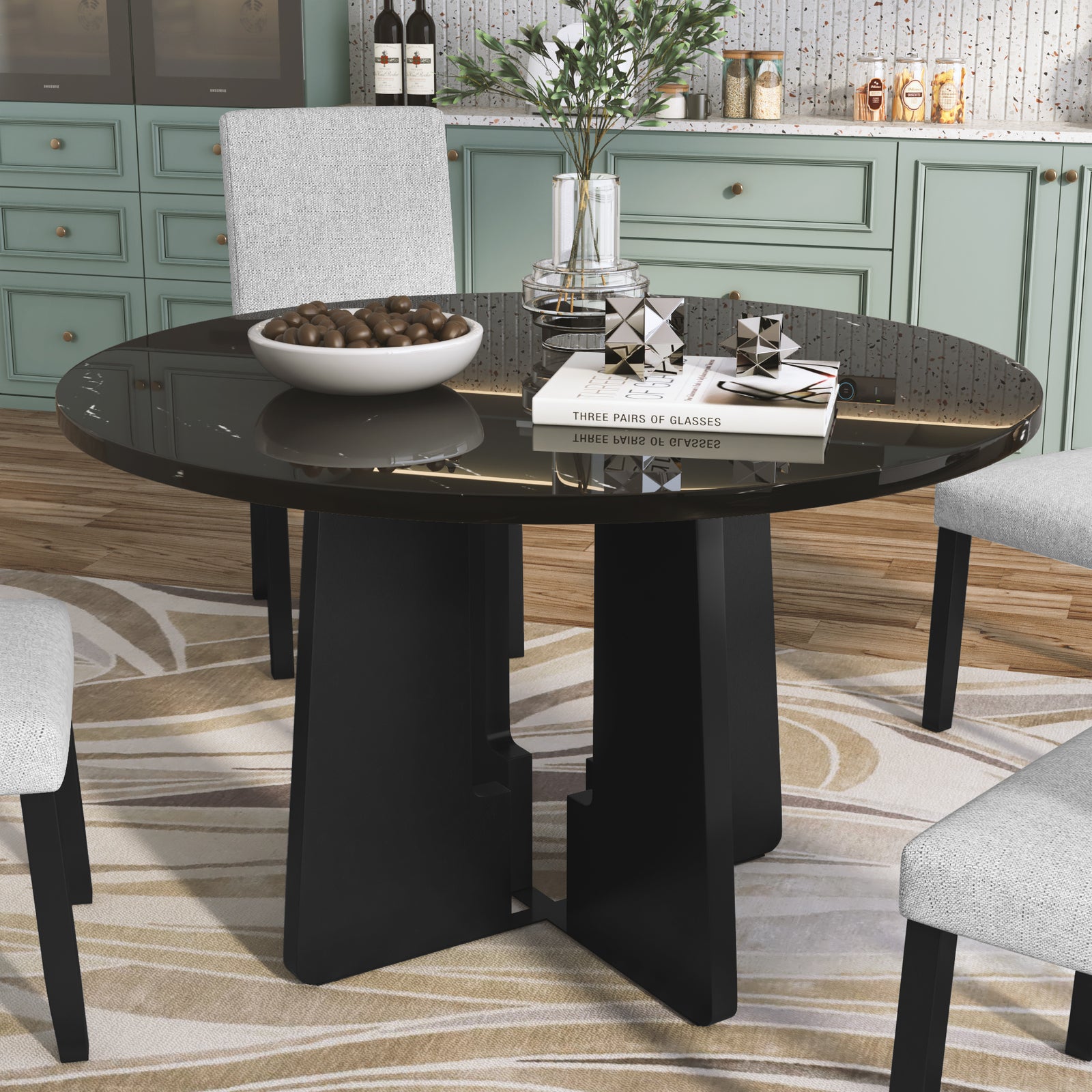 Round Dining Table for 4, Modern Kitchen Dining Table, 43 Inch Round Dining Table for Kitchen Living Room - primary color shot
