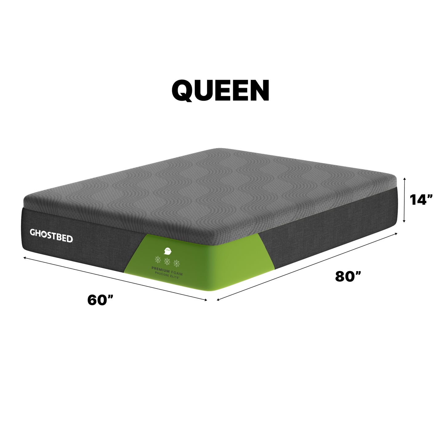 Ghostbed Premium 14' Queen Foam Mattress in Grey with Cooling Ghost Ice Cover and Copper-Infused Memory Foam - detail view 3