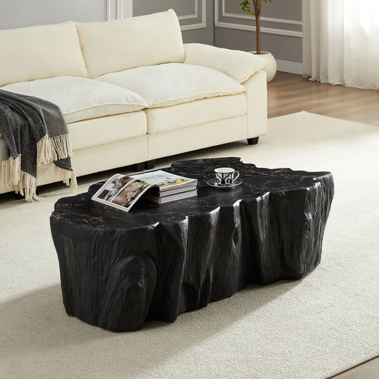 49" Unique Shape Coffee Table Sturdy Fiberglass Tea Table - Black - detail view 2