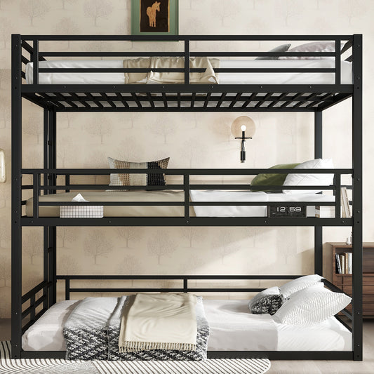Queen over Full XL over Queen Bunk Bed - Black - detail view 2