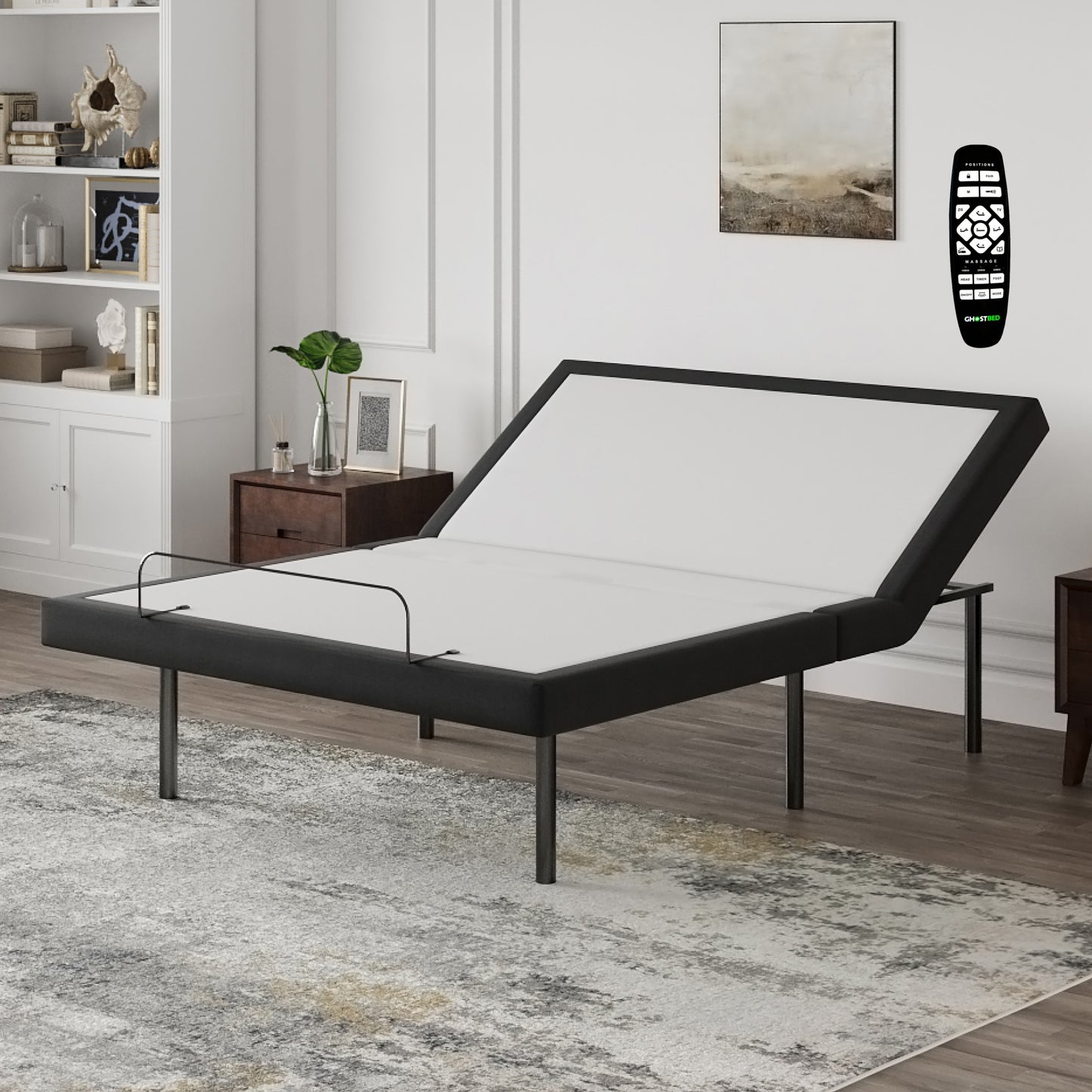 Ghostbed Adjustable Base Queen - Dark Gray Metal Frame with Massage - detail view 2