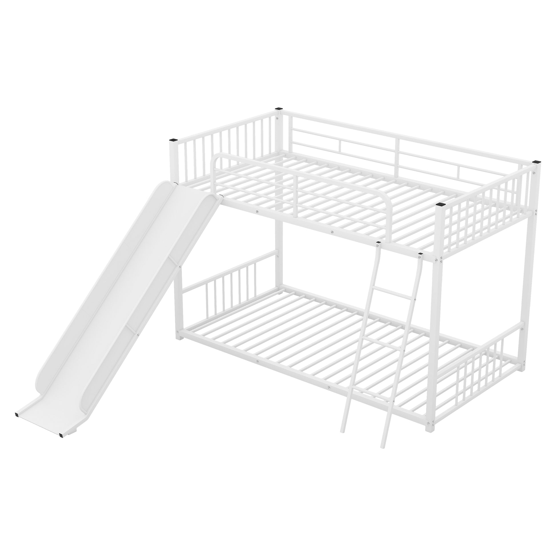 Megan Modern White Metal Twin Bunk Bed with Slide