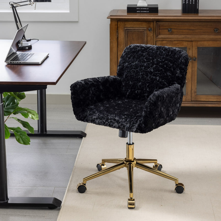 Black Fabric Office Chair with Gold Legs