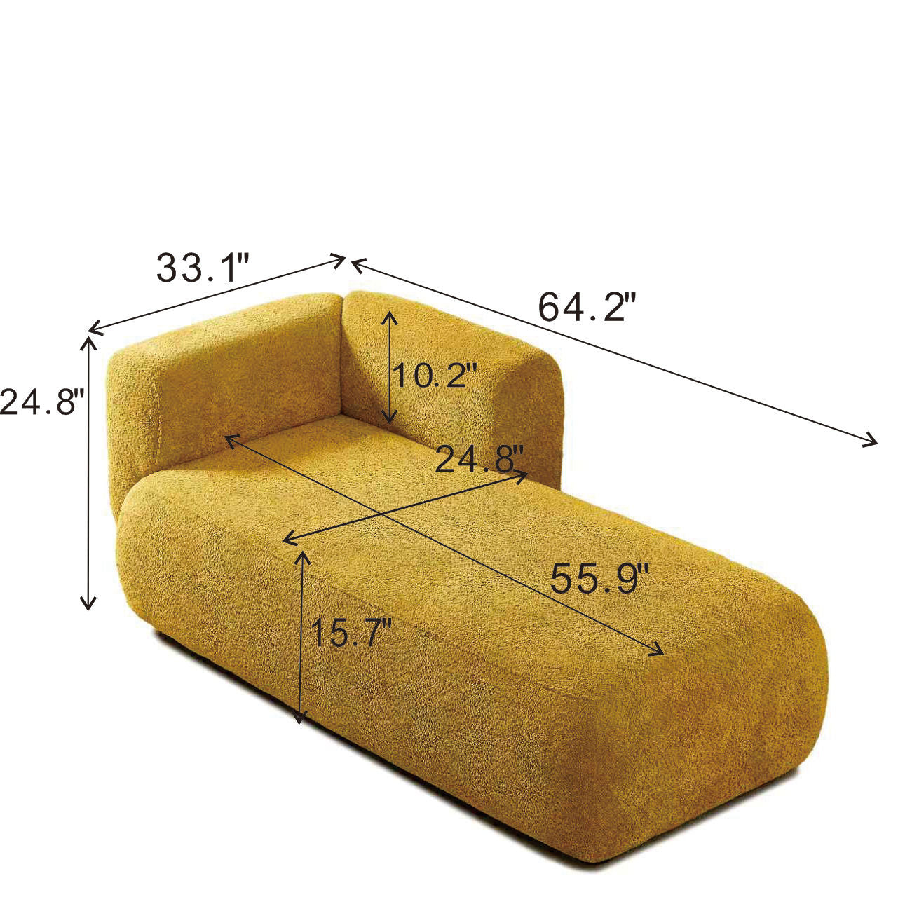 Upholstered Chaise Lounge - Yellow - detail view 3