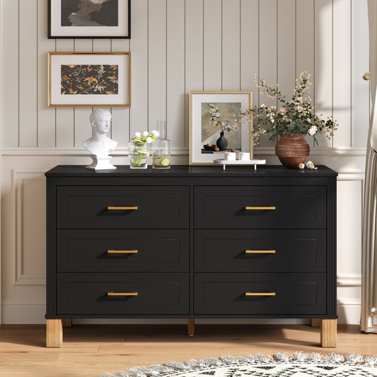Spacious 6-Drawer Dresser with Mid-Century Style