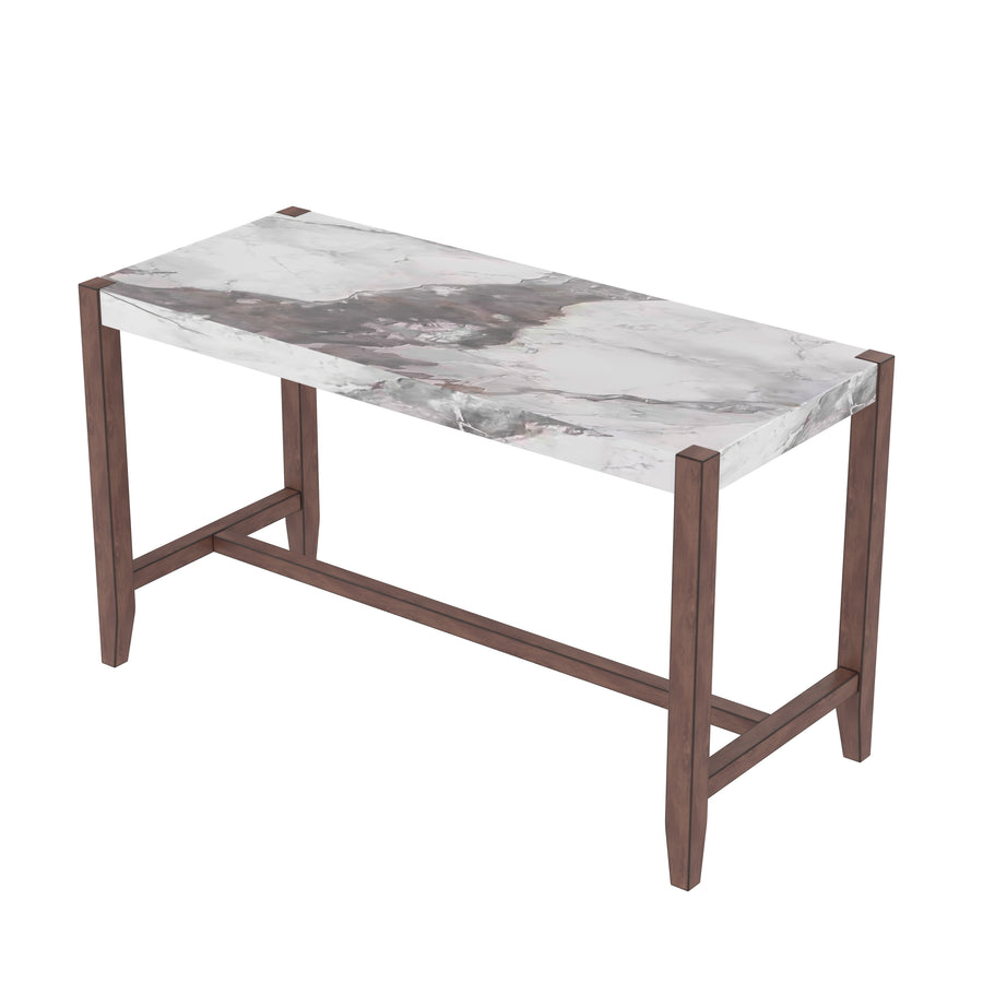 Counter Height Bar Table, 47.5 in Faux Marble Dining Table for Kitchen, Living Room, or Balcony - primary color shot